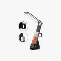 lampa4 Lampa de birou cu protectie pentru ochi, incarcare wireless integrata si afisaj digital pentru ceas, alarma-fara alimentator-Neagra