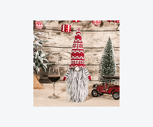 mosuuu rosu Husa de Craciun pentru sticle de vin – decoratiune festiva 2025, ideala pentru casa si cadouri-Gri