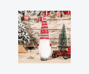 mosuuu rosu2 Husa de Craciun pentru sticle de vin – decoratiune festiva 2025, ideala pentru casa si cadouri-Alb