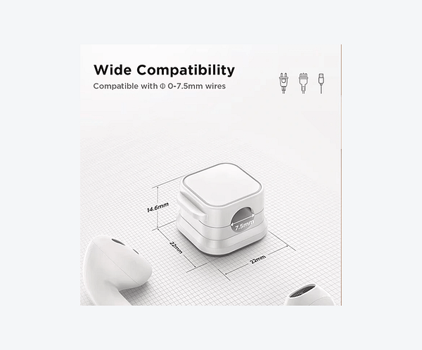 clame 3 Suport magnetic pentru managementul cablurilor sub / pe birou, cu fixare adeziva (set de 3)– alb